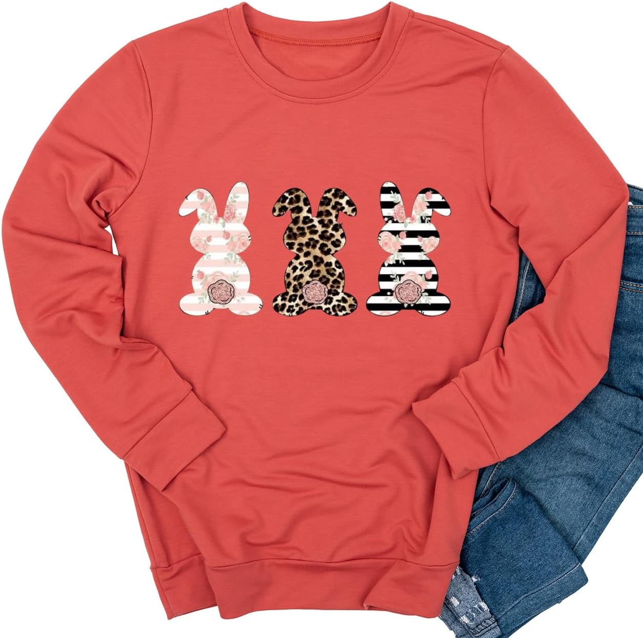 Easter Peeps Sweatshirts Womens Teacher Shirts Cute Bunny Easter Outfit