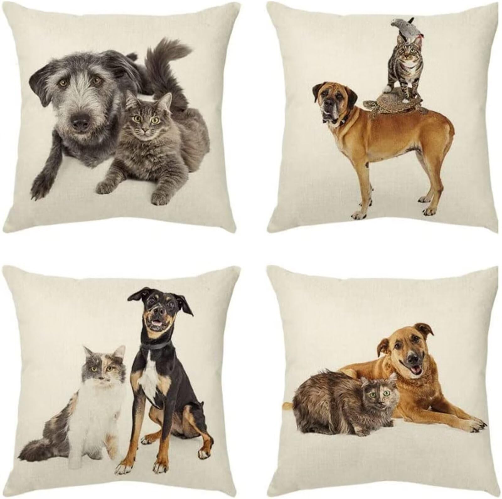 Housse de coussin imperméable et douce double face motif animaux pour jardin et salon
