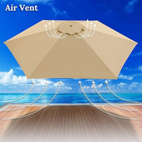 Miniatura 3 de BenefitUSA - Toldo para sombrilla de 9 pies, cubierta superior de repuesto para patio, toldo de 8 varillas al aire libre