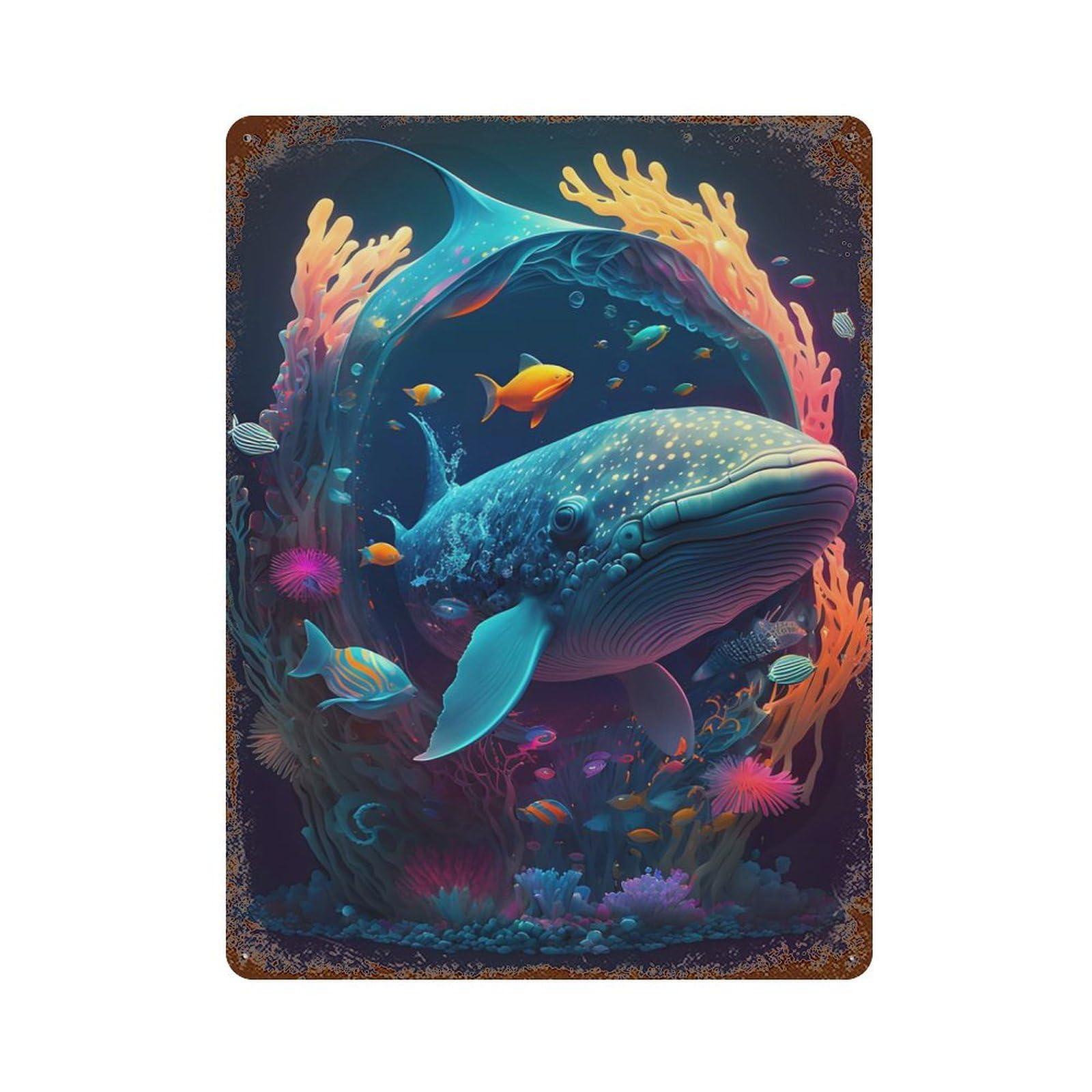Psychedelic Leviathan Decorative Tin Sign 15.7"x11.8", Retro Wall Decor for Basement, Hobby Room And Garage Decor
