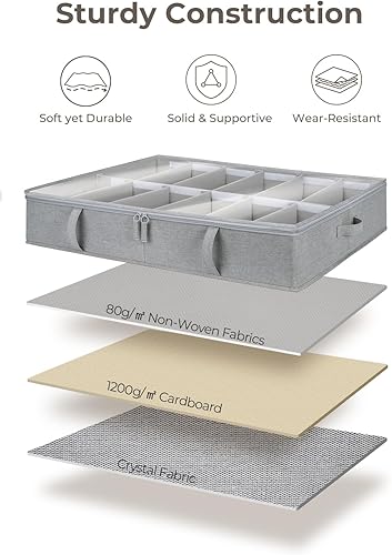 Miniatura 6 de StorageWorks Organizador de zapatos para armario, se adapta a hasta 24 pares, paquete de 2 contenedores de almacenamiento de zapatos de tela ultra