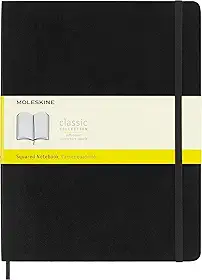 Moleskine Classic Notebook, Extra Large, Squared, Black, Soft Cover (7.5 X 10)