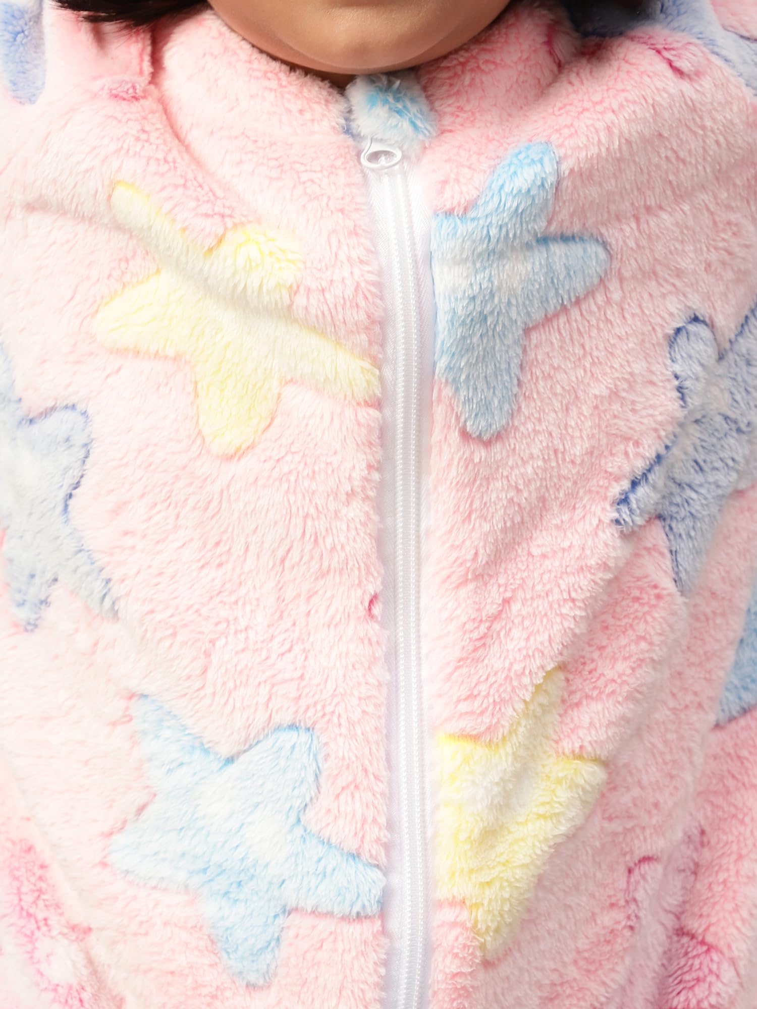 Bubble Berry Kid's Flannel Romper Night Suit Kids and Babies, 3-4Years, Pink Stars- Winter - Image 6 thumbnail