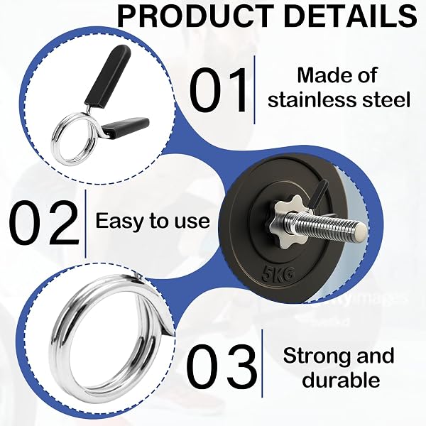 2 Pièces 28mm Pince à Ressort pour Haltères, Clip pour Barre de Musculation, Collier de Serrage pour Haltérophilie, Adapté aux Barres 28mm pour haltère Musculation et alteres Musculation - 3