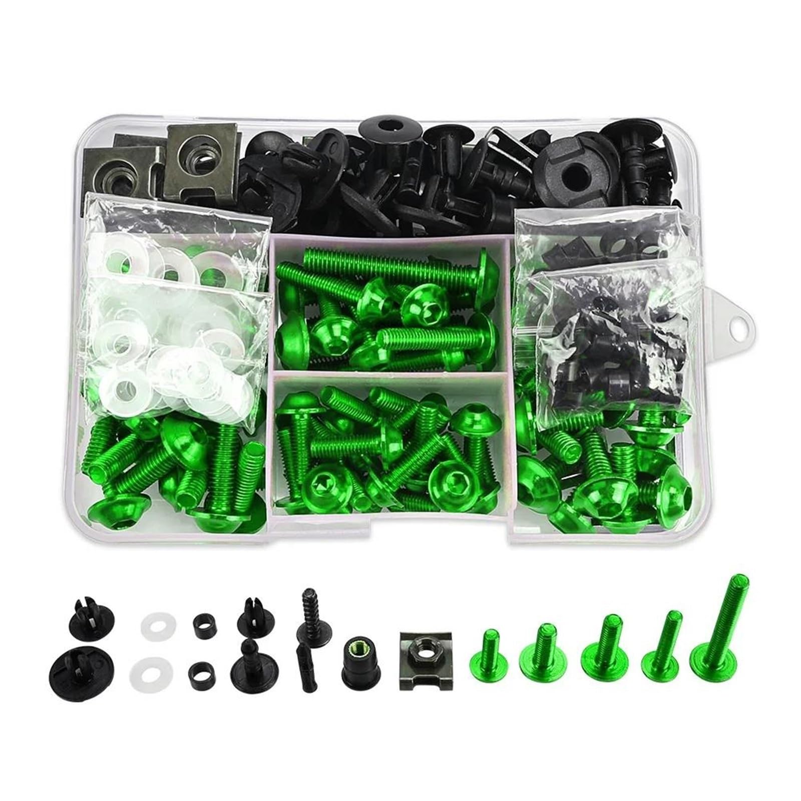 Kit Pezzi Vite Moto M6 M5 Kit Bulloni Carena Carrozzeria Elementi Di Fissaggio Viti Dado Per VFR 1000 1200 F 1200F VFR1000 VFR1200 VFR1200F Bulloni Fissaggio Carrozzeria(Verde)