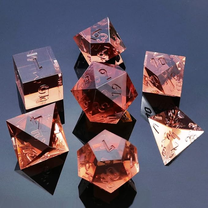 Image Of A Set Of Pink Transparent RPG Dice On A Character Sheet Stock