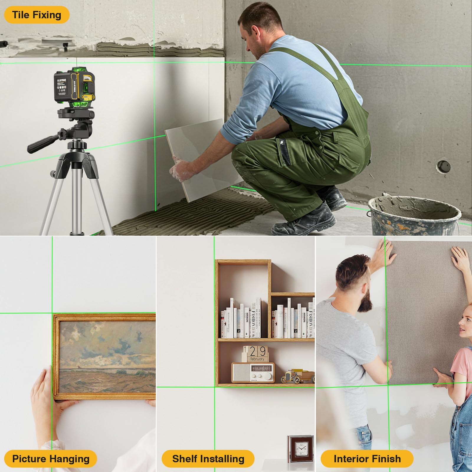 Alloyman Laser Level with Tripod, Laser Level 4× 360° Self Leveling — Amazon image 8