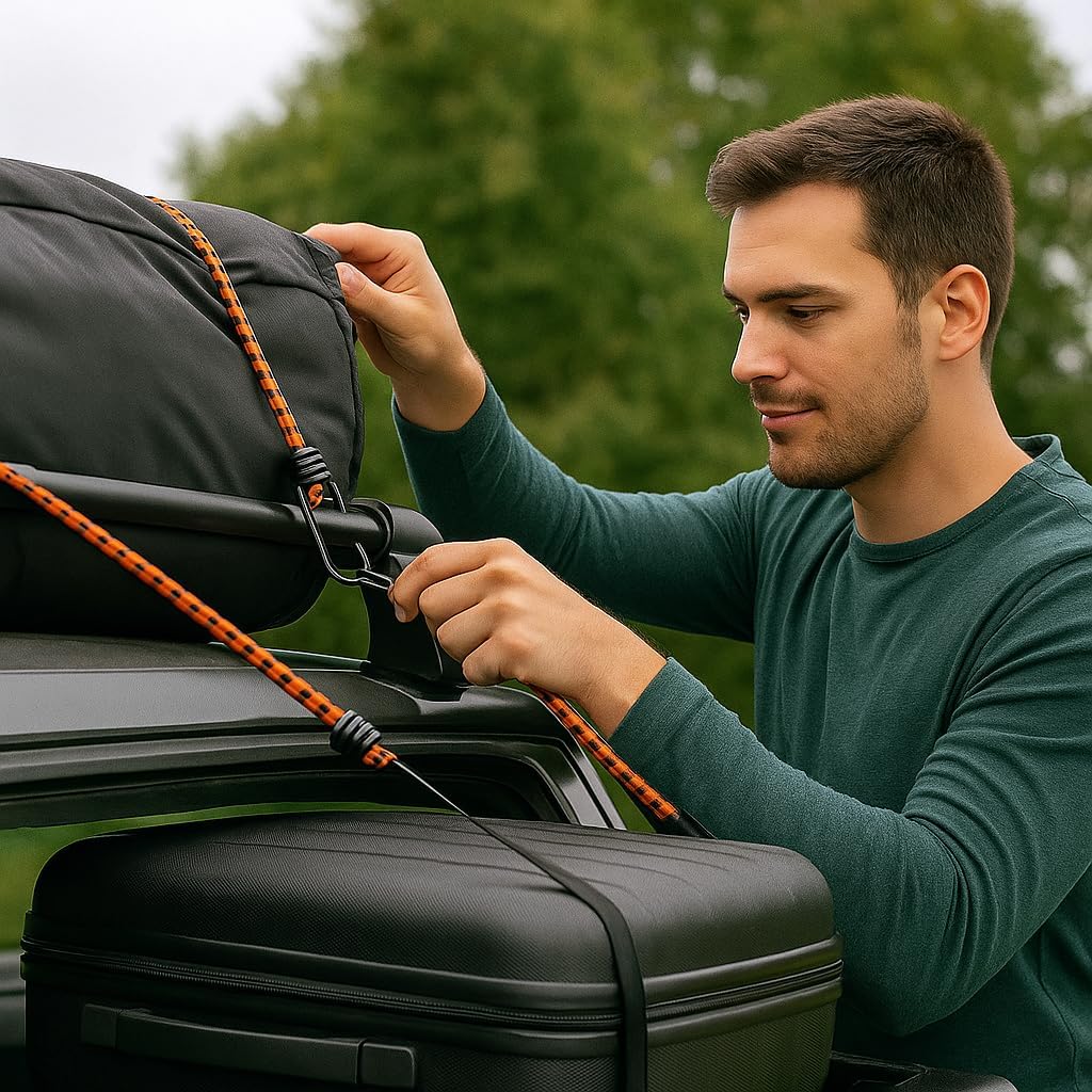 RK Prime 4-Pack Rubber Bungee Cords – 2×30" & 2×36" – Heavy-Duty, Weather-Resistant, Vinyl-Coated Steel Hooks – Ideal for Camping, DIY, and Outdoor Storage