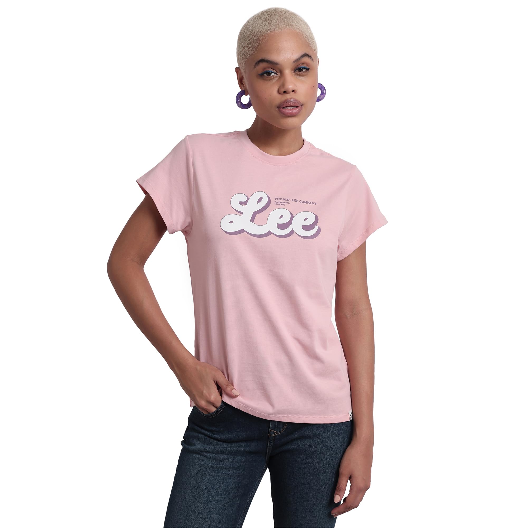 Lee Women's Solid Slim Fit Tshirts in neutral