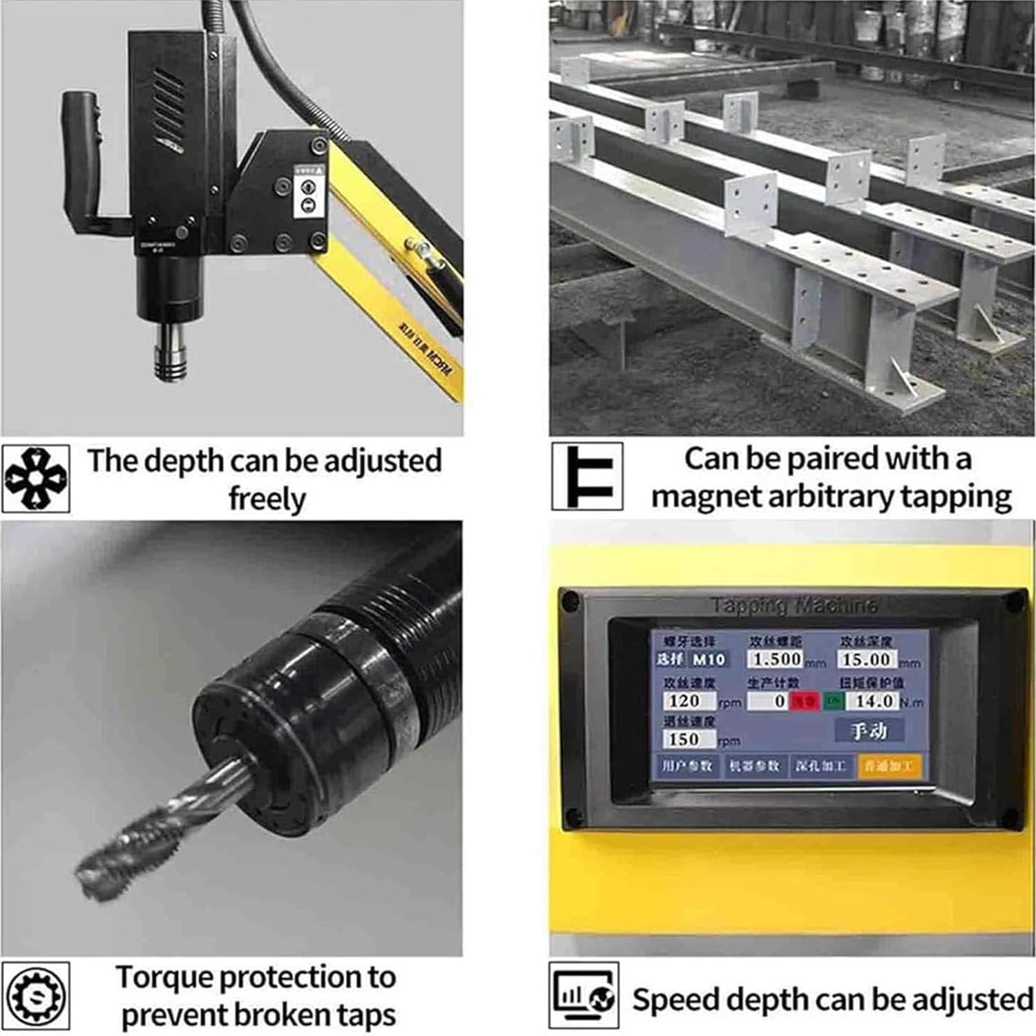 Maschiatrice elettrica, angolo di foratura e filettatura a 360°, velocità 0-312RPM, pinze M3-M16