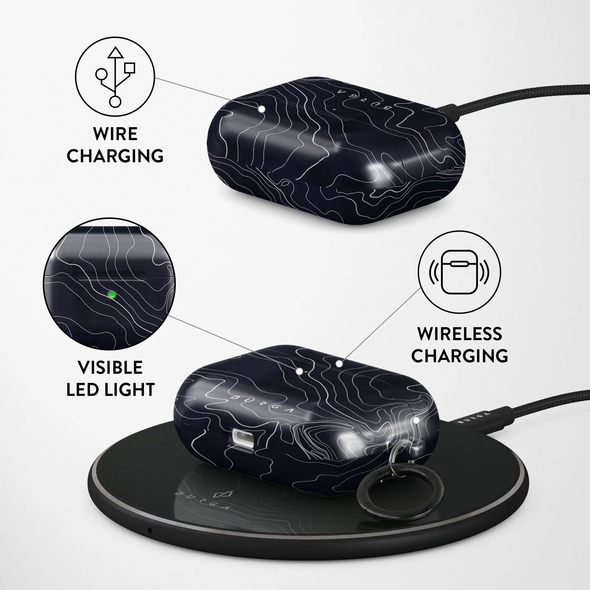 BURGA Apple Airpods PRO ile Uyumlu Kılıf, Drifting Shores