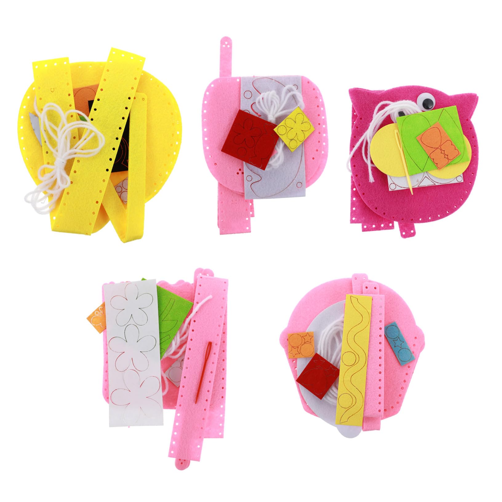 Uonlytech Kit de Couture Paquet Non Tissé Garçon et Filles 5 Pièces Taille Garçon et Filles Tissu Non Tissé Solide Bricolage Éducatif Activité Manuelle Créative Anniversaire Plusieurs styles
