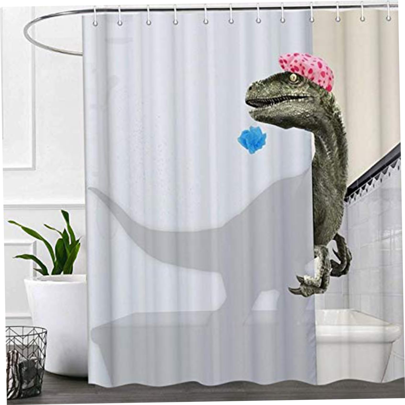 Rideau de douche dinosaure imperméable en polyester anti-moisissure