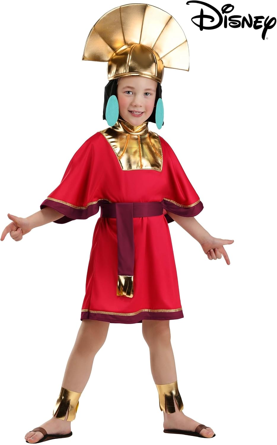Toddler Emperor Kuzco Disney Costume with Fleece Tunic Headpiece Belt Perfect for Dress-Up and Halloween