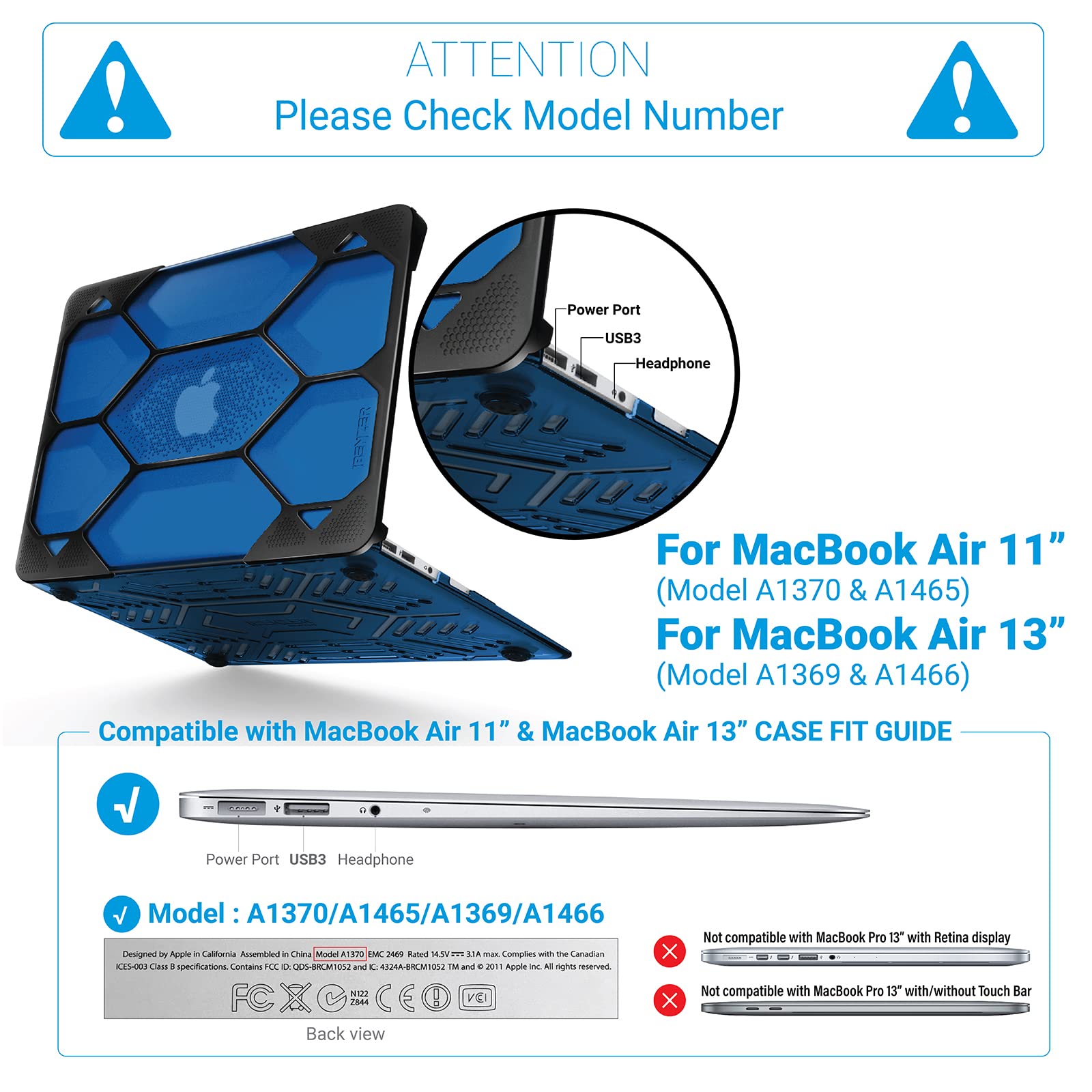 Amazon.com: IBENZER Compatible with MacBook Air 13 Inch Case A1466 