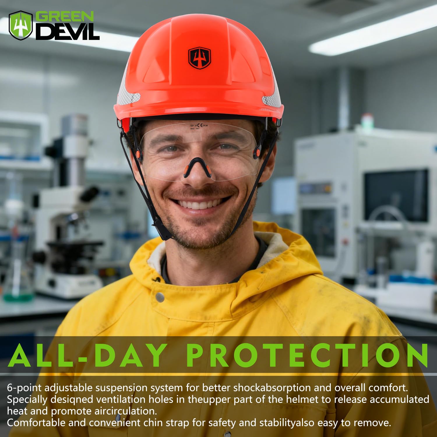 GREEN DEVIL 2910VR Cap-Style Hard Hat Vented ABS Safety Helmet