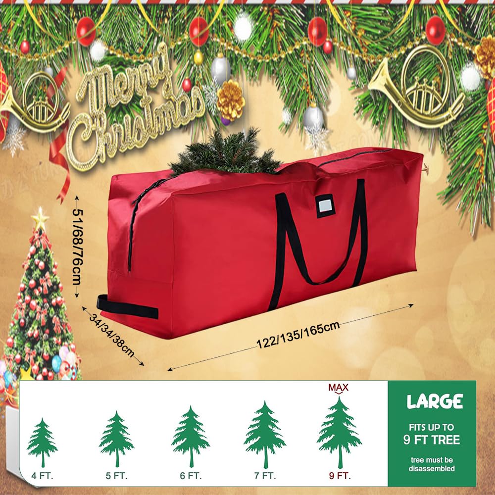 Sac De Rangement Pour Sapin De Noël – Grand Format 122x38x51cm – Imperméable Oxford Avec Poignées