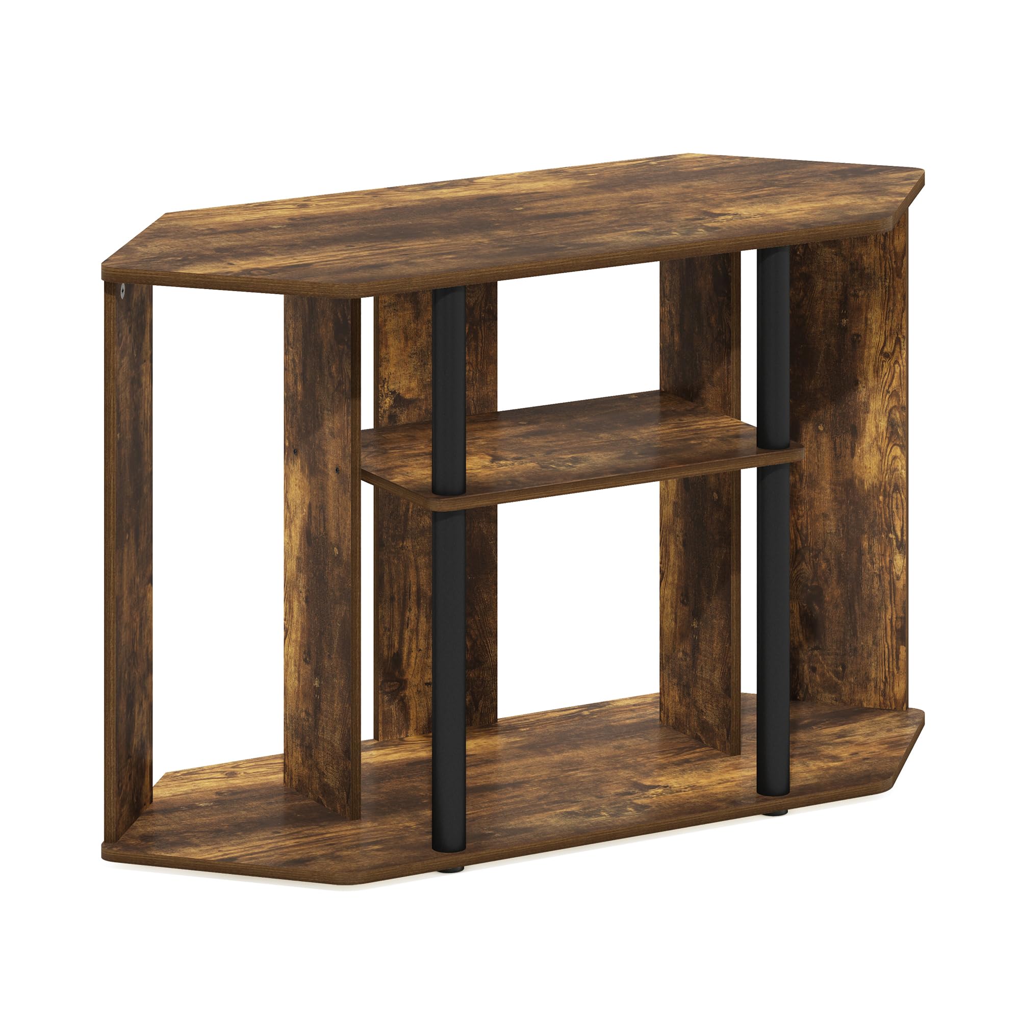 Furinno Classico Porta Pali in plastica per TV Fino Pollici, Legno ingegnerizzato, Pino Ambrato/Nero, 43-inch