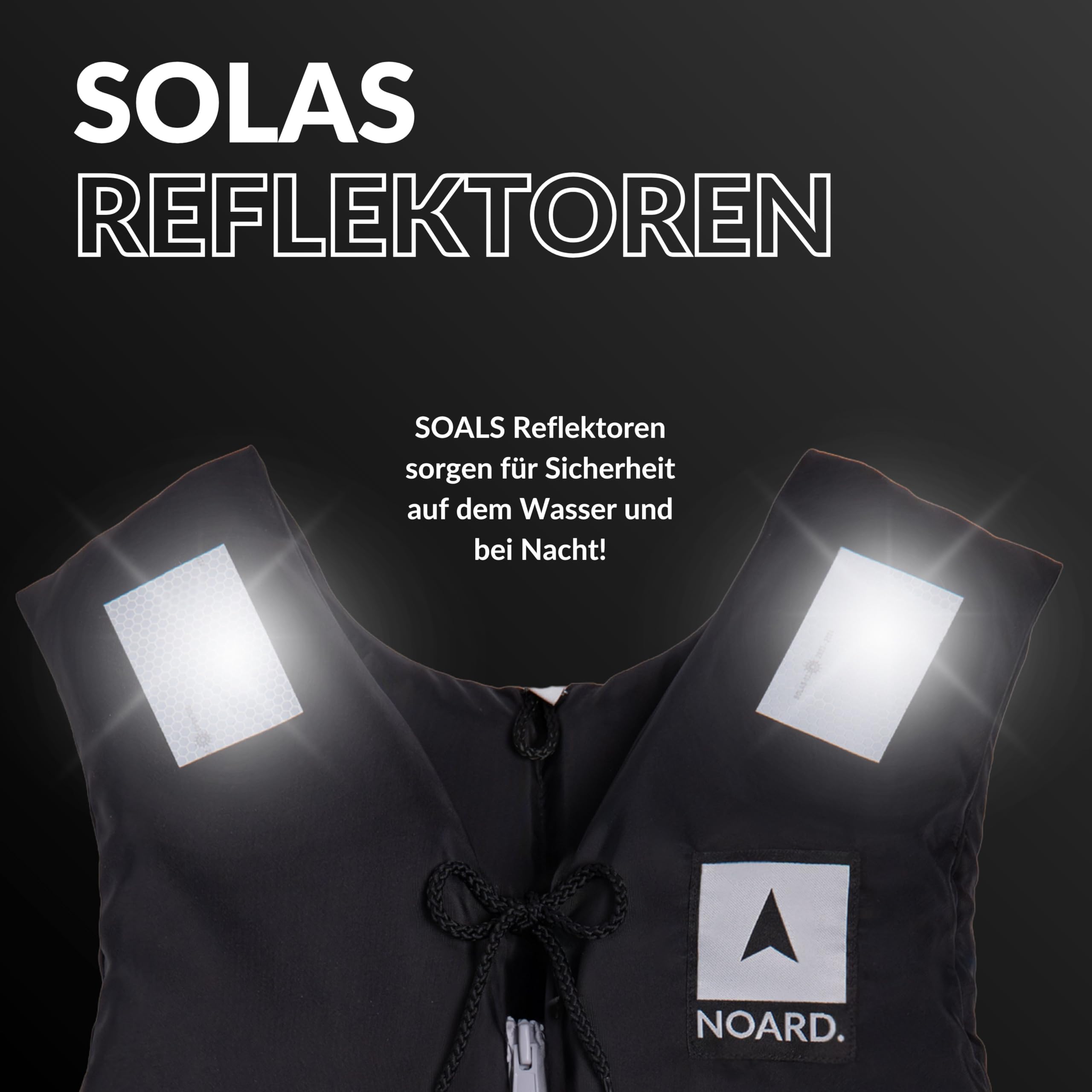 NOARD Schwimmhilfe in 5 Größen – Schwimmweste Black Edition – 25-120 kg – EN ISO 12402-5 CE (50 N) – Feststoffweste