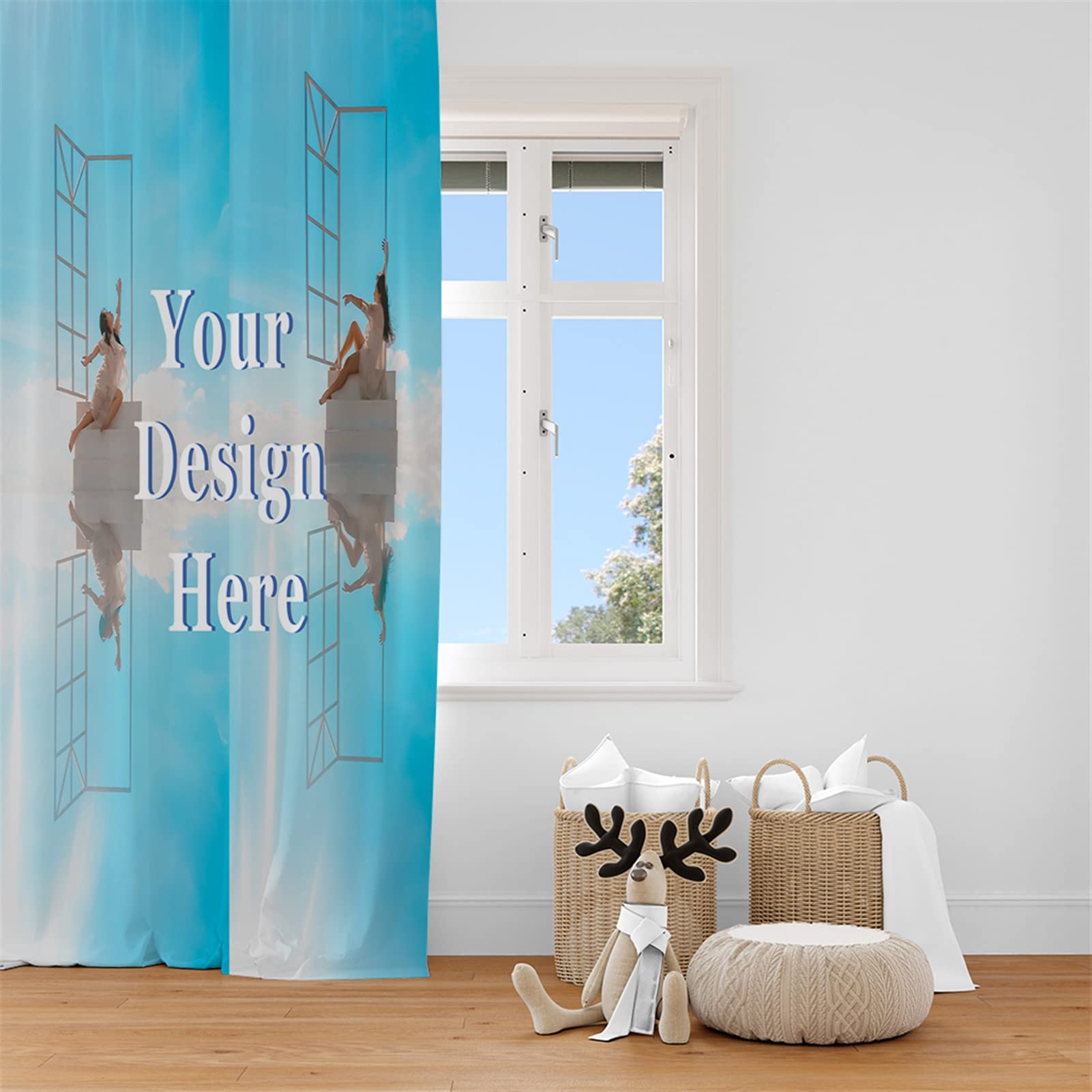 GIBZ Cortinas Opacas Personalizadas 2 Paneles Imprimir Collage Fotos Texto para Ventana Dormitorio Sala de Estar, 167 x 229cm, 2 Fotos