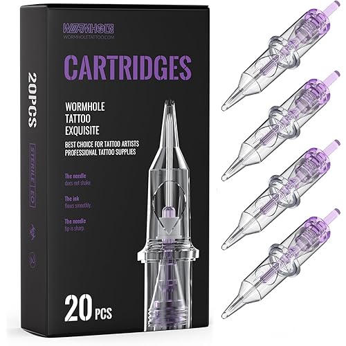 Wormhole Tattoo Cartridge Needles, 20pcs 3RL Disposable Tattoo Needle Cartridges Standard 3 Round Liner for Tattoo Pen Tattoo Cartridge Machine Permanent Makeup Tattoo Supplies (1203RL)
