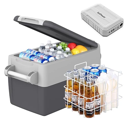 AJ30 Portable Refrigerator with PG216Wh Magnetic Power Station,Portable Freezer,32 Quart(30L)