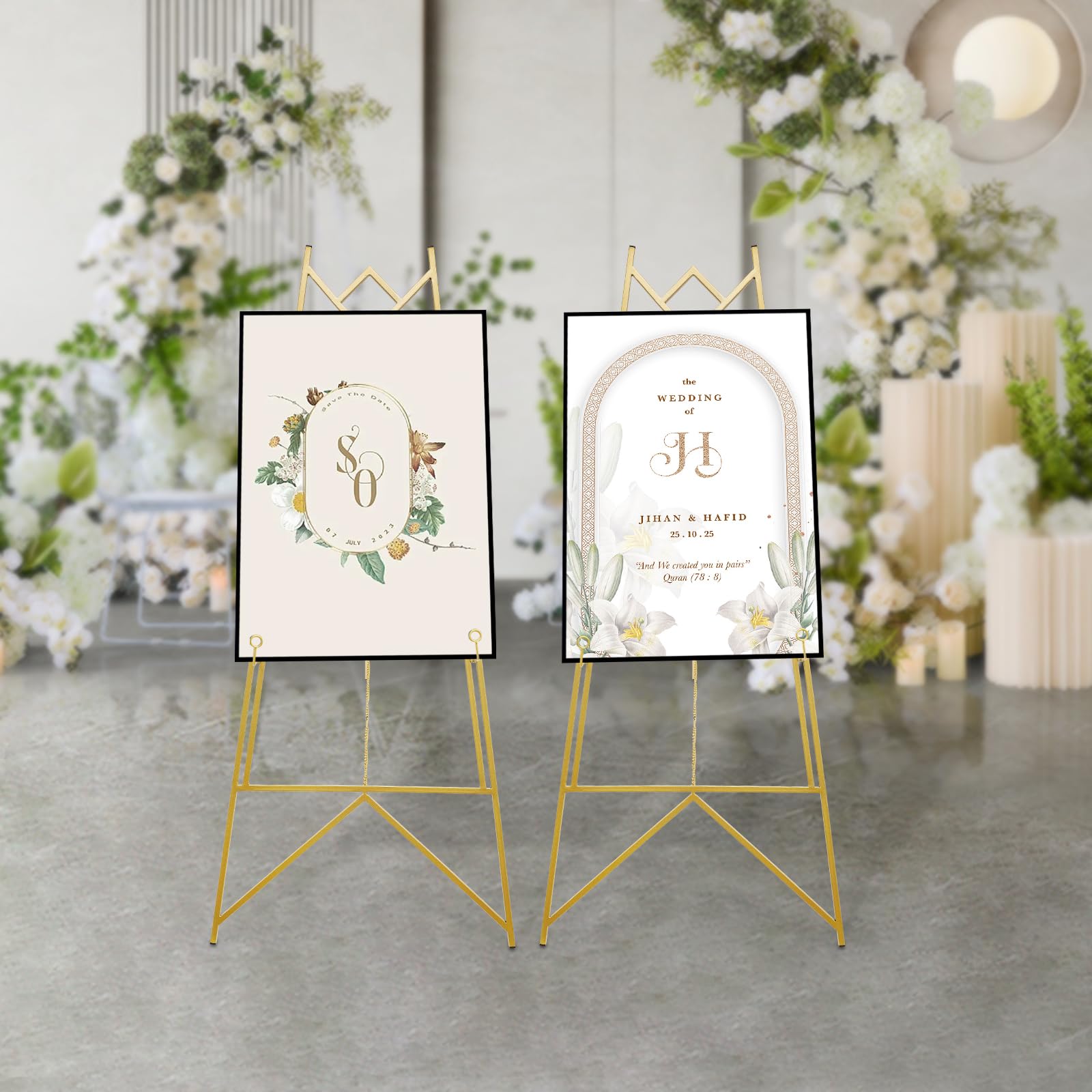 Tischstaffelei für Hochzeitsplakate und Poster, Staffelei aus Metall, Staffelei, 2-teilig, höhenverstellbar, Tischstaffelei, tragbar, für Poster, Gold