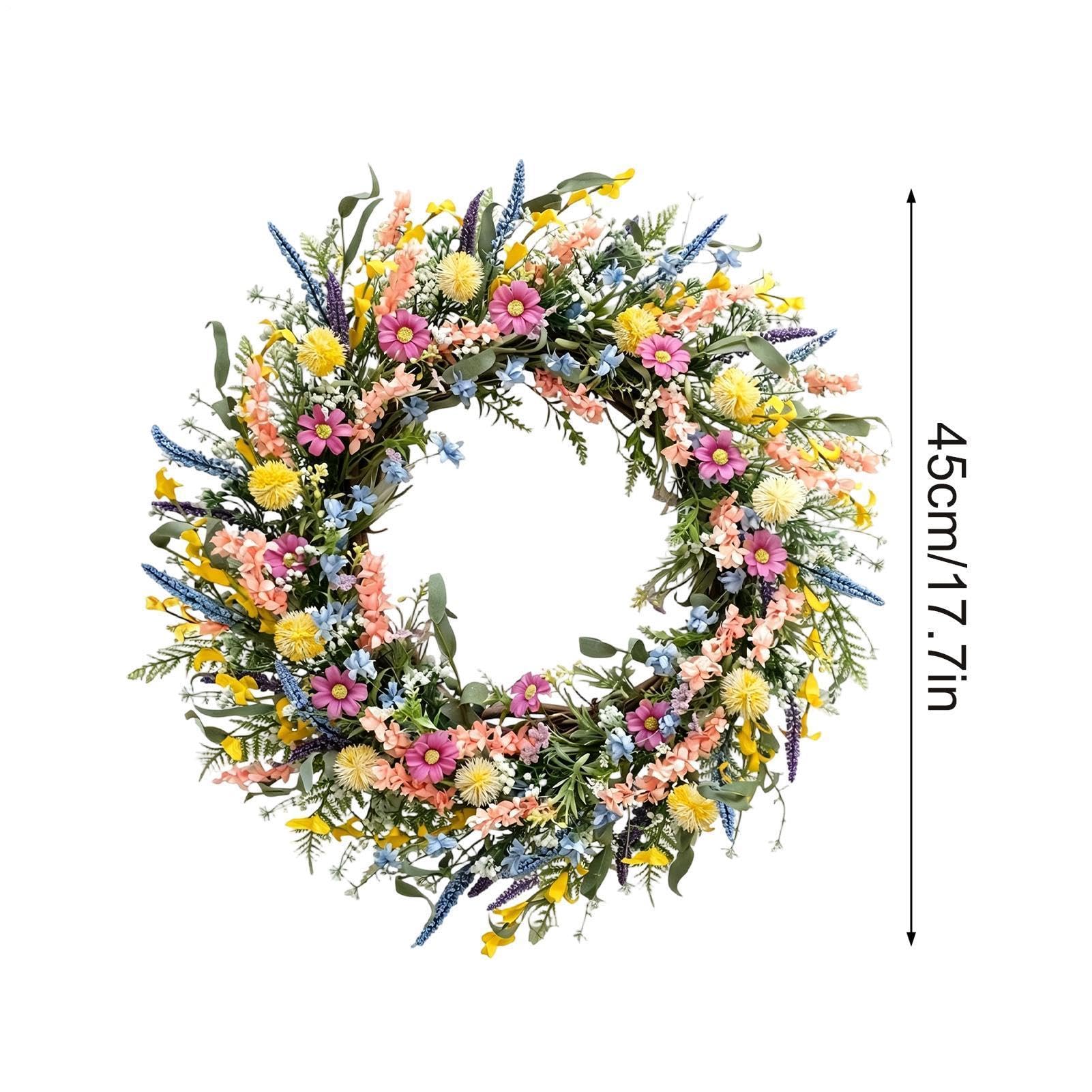 Ghirlanda estiva per porta Realistica, Resistente A Sbiadimento E | Ghirlanda floreale primavera per parete domestica Per Portico, Soggiorno, Camera Da , Cucina, Giardino, Bal