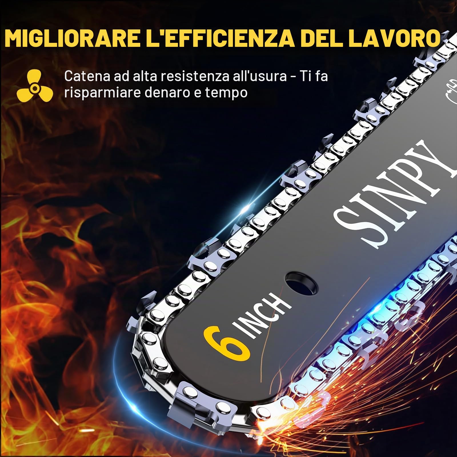 Mini motosega senza fili, motosega elettrica da 15,2 cm, con 2 batterie e 2 catene, piccola motosega con blocco di sicurezza per tagliare alberi, giardino, taglio del legno, regalo per uomini