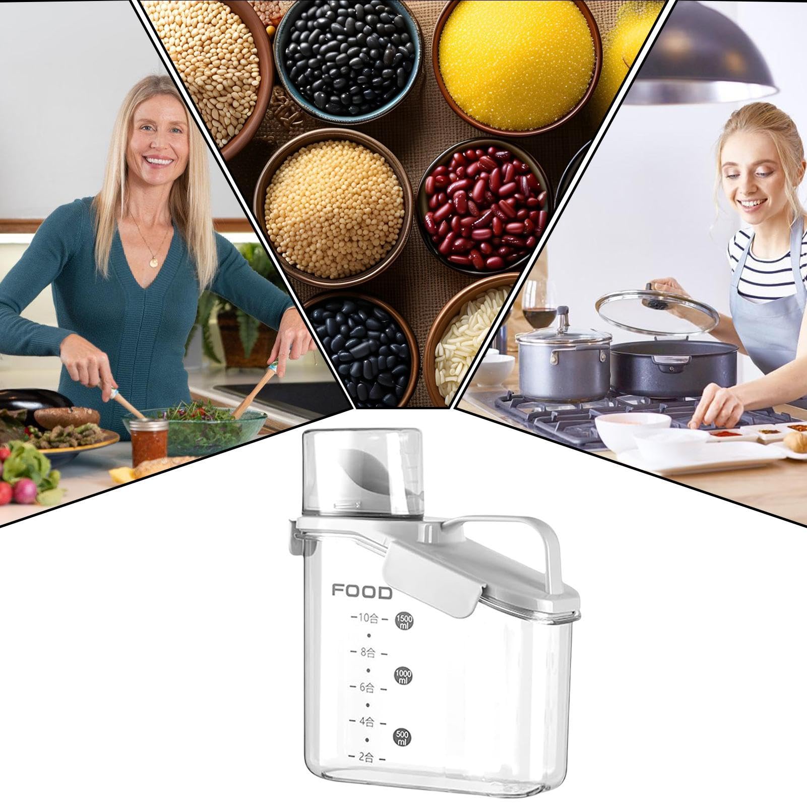 Contenitori per cereali | Contenitore per cereali secchi con coperchio ermetico | Dispenser di cereali da cucina multifunzione per fagioli verdi, riso