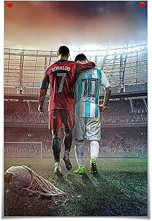 Soccer Superstar Lionel Messi Poster（2） Wall Art, Messi Poster, Football Star Soccer Legend Canvas Wall Art Print, Motivational Sports Poster for Gym Office Home Decor,Gift (Unframed,12x16 in)