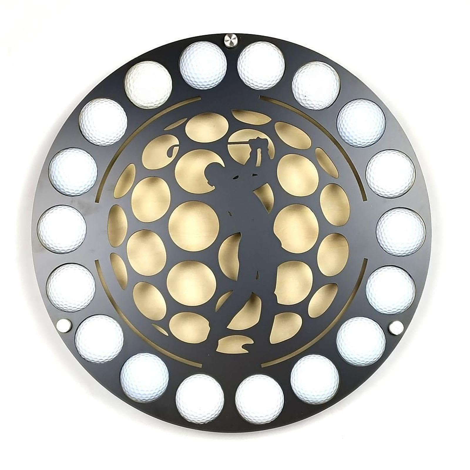 Amagogo Espositore Circolare per Palline da Golf, Porta Palline da Golf, Creativo, Decorazione da Parete Rotonda con Silhouette in Metallo, espositore da, Style a