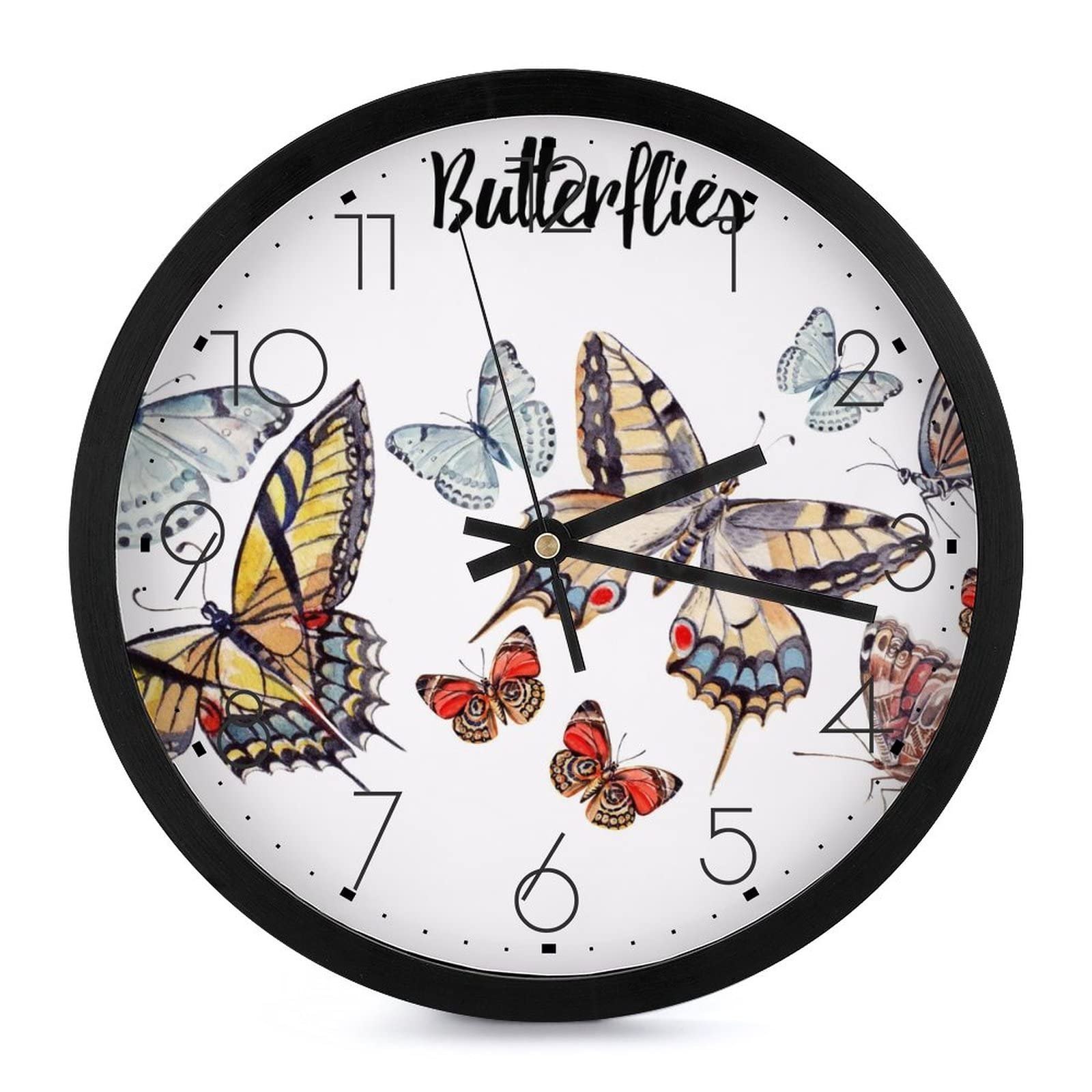 Pendule murale silencieuse papillon 25cm pour maison et bureau