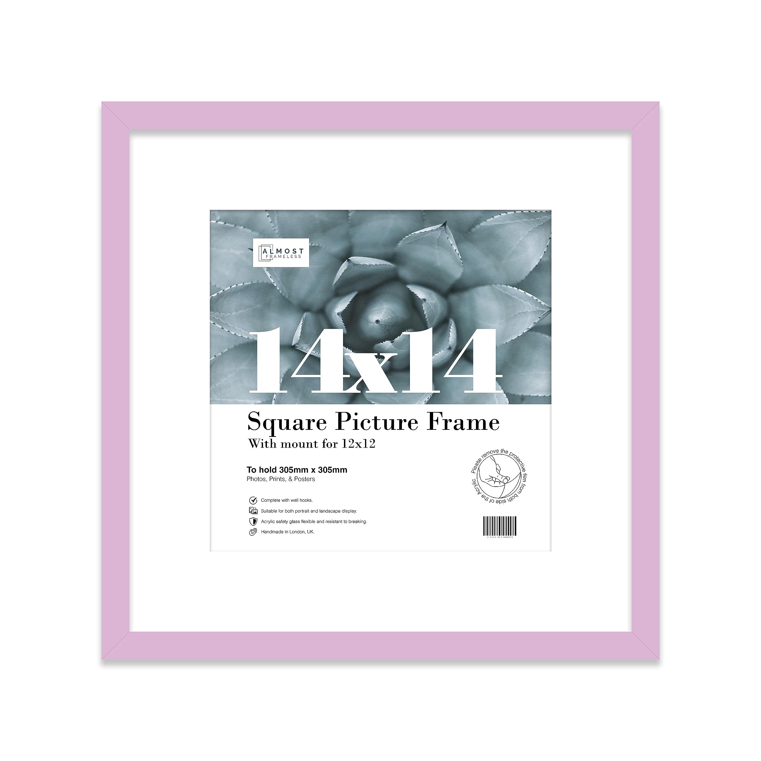 14x14 Lilac Picture Frame with Mount for 12x12 Photos, Prints - Modern Square Wall Frame, 1 Pack