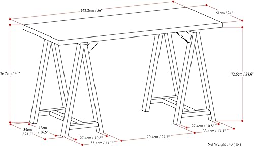 Miniatura 247 de SIMPLIHOME Sawhorse - Mesita de noche de madera maciza de 24 pulgadas de ancho, moderna, industrial, color gris envejecido, para sala de estar y