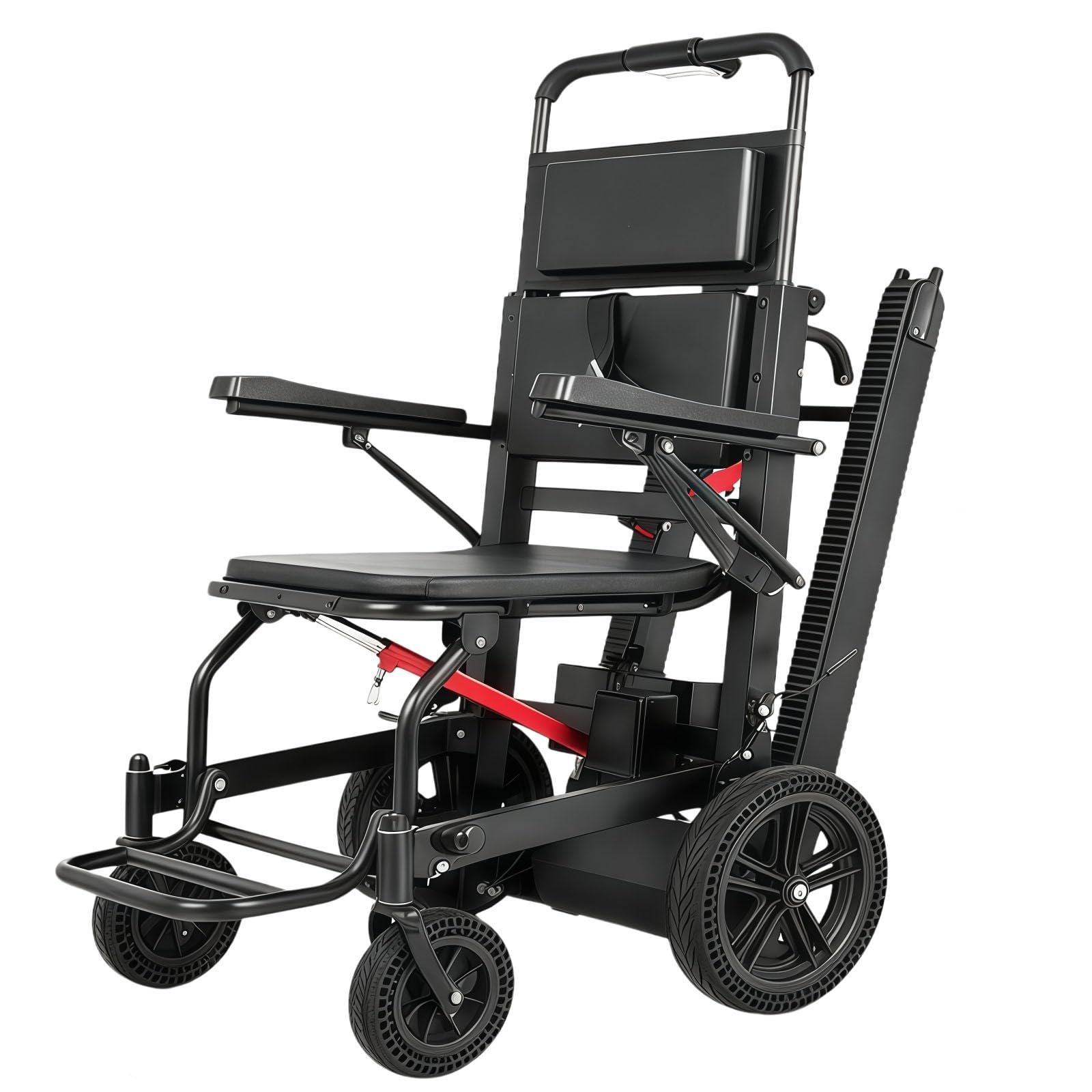 Silla De Ruedas Eléctrica para Subir Escaleras, Estructura De Aleación De Aluminio, Manillar Elevable,Batería De Litio De 13 A Y 24 V,para Personas con Discapacidad Y Personas Mayores.