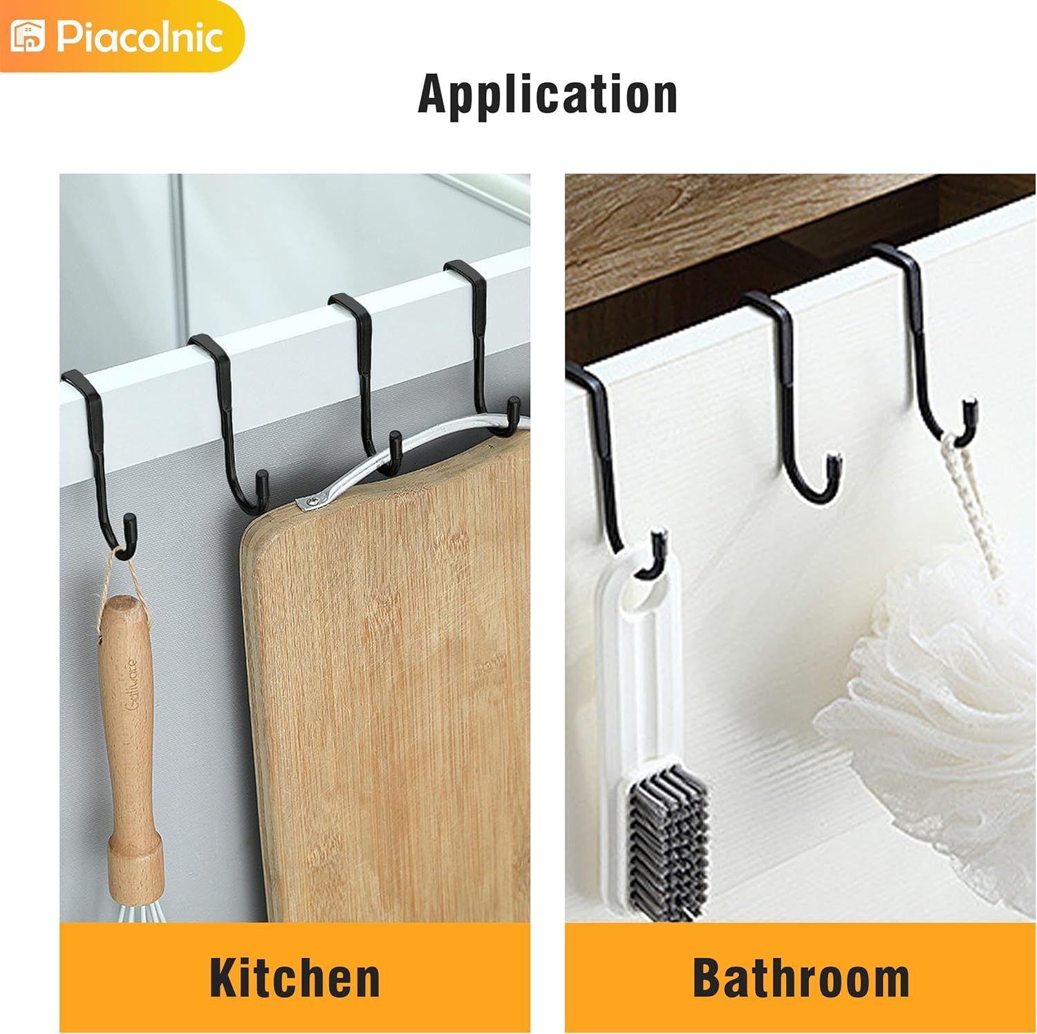 Boniry 4 Pcs Stainless Steel Over-The-Door Hooks - Heavy Duty S-Shaped Hangers for Clothes and Cabinet Organization - No Drilling Needed 2