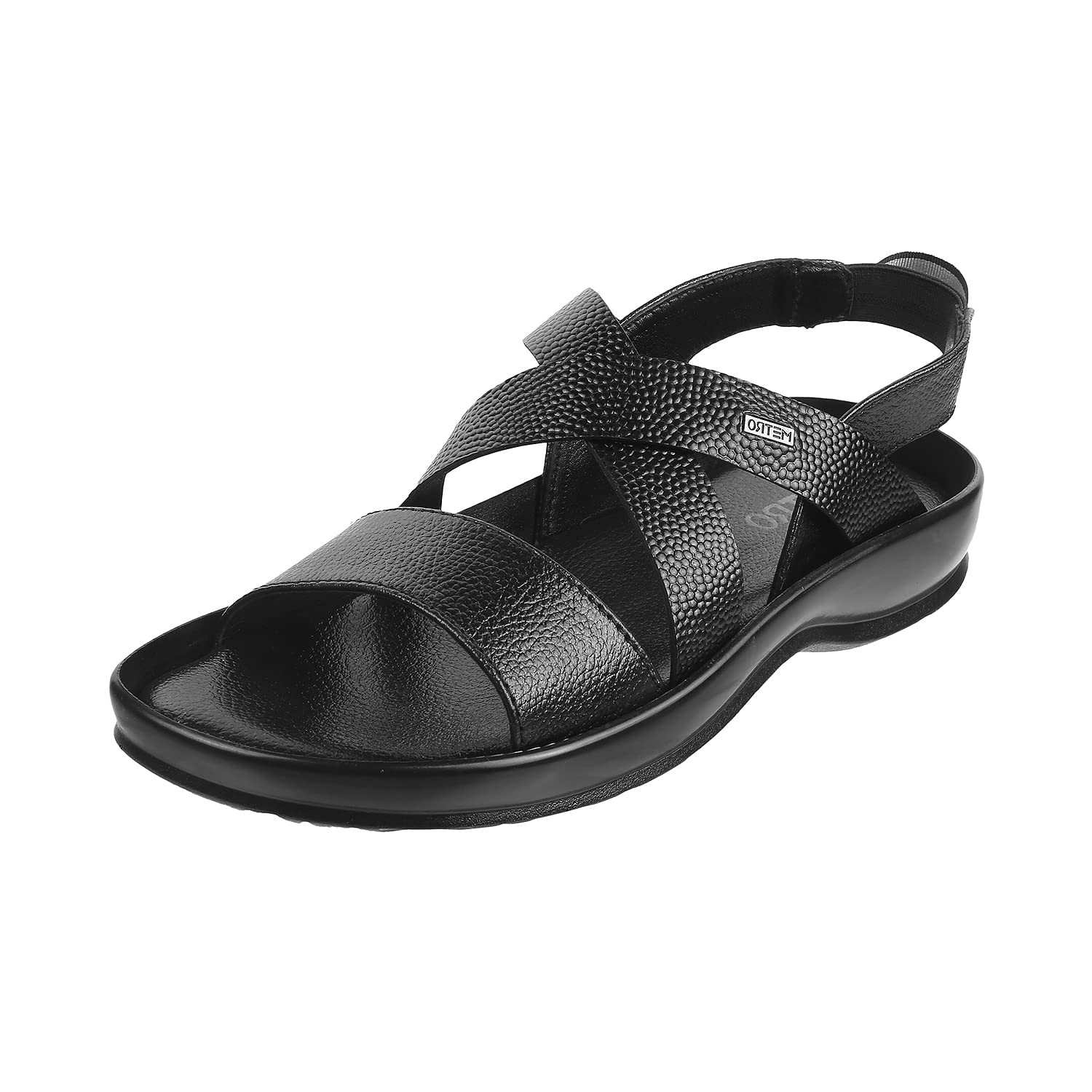 MetroMens Leather Black Sandals (Size