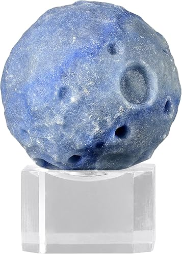 Nupuyai Escultura de bola de cristal Moon Planet con soporte acrílico, esfera redonda, decoración de piedra de cristal para mesa de oficina en casa,
