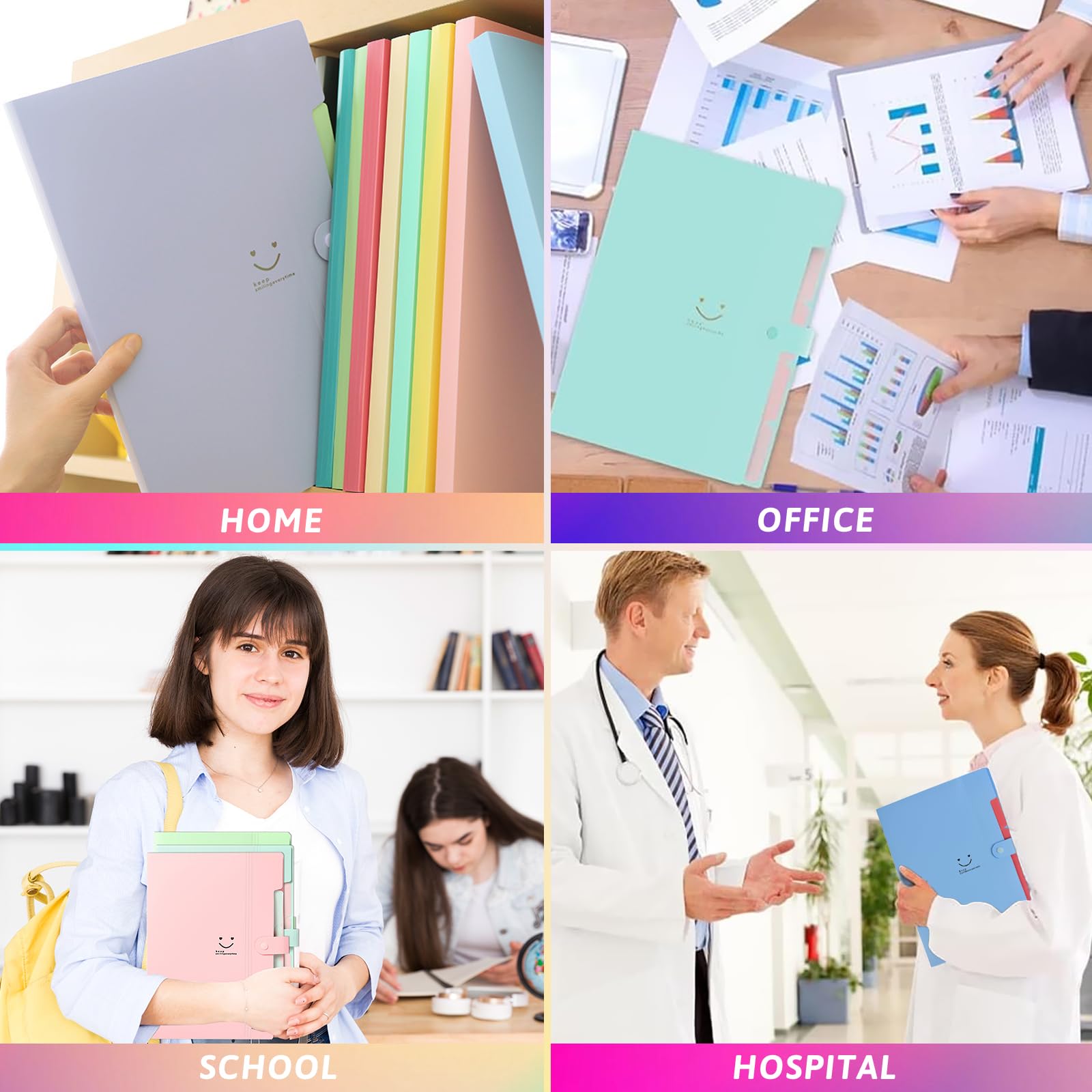 Teczka z przegródkami, format A4, 12 sztuk, z 5 przegródkami, teczka na dokumenty A4 z etykietami, foldery, system segregatorów, teczka pocztowa, organizer na dokumenty, teczka z możliwością