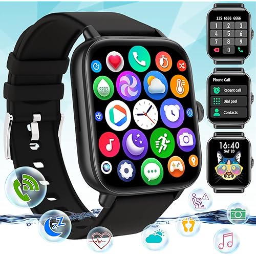 Smart Watch(Make/Answer Call), 2023 Upgraded Fitness Watch with Heart Rate Blood Pressure Monitor IP67 Waterproof Bluetooth Phone Watch 1.7" Touch Screen Smartwatch for Android iOS Phones Men Women