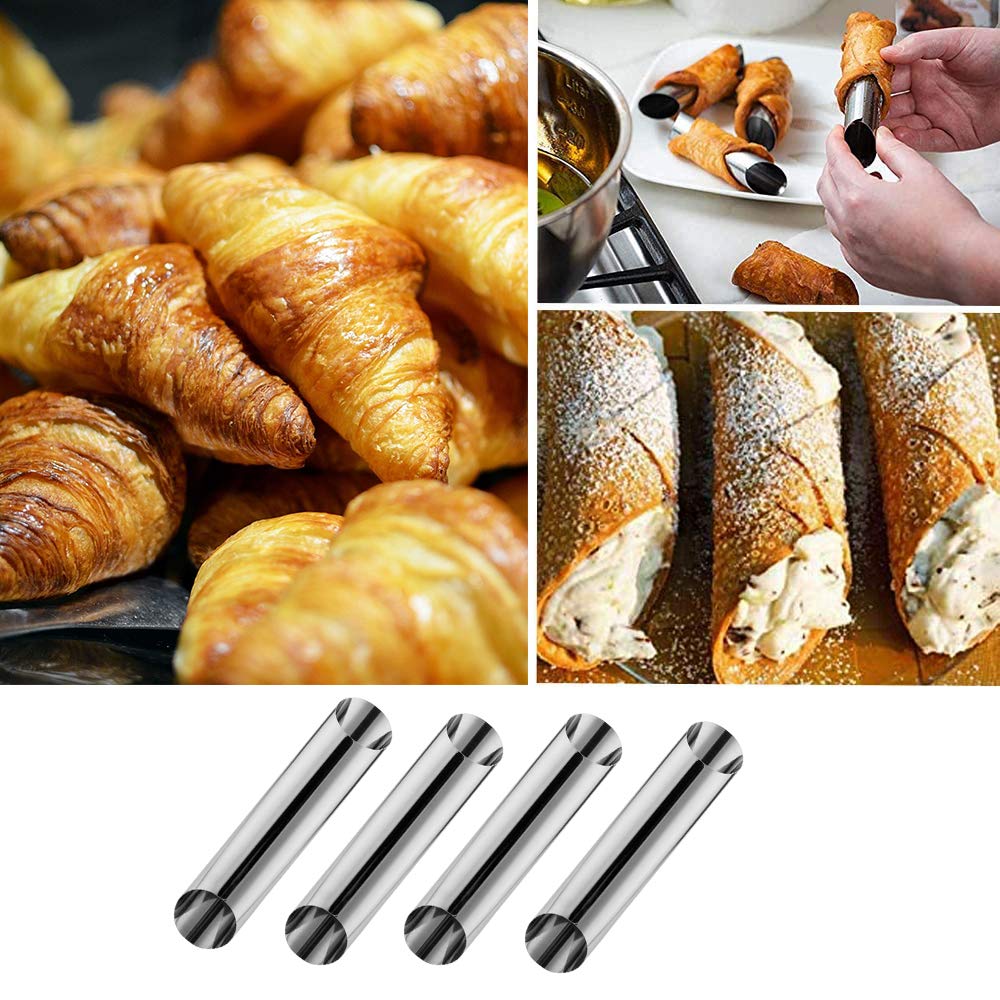 JUJNE Set di 19 stampi per tubi Cannoli in acciaio con rivestimento antiaderente per crema di conchiglie