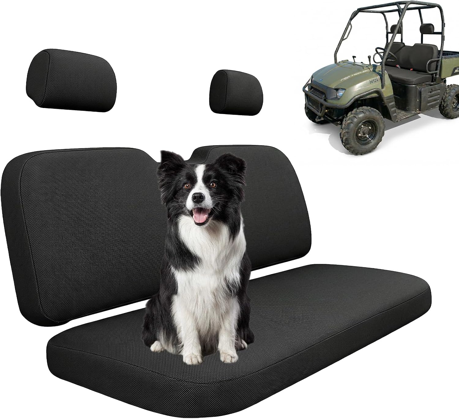 UTV Bench Seat Cover for Polaris Ranger 500 700 800 2002-2008, Waterproof Front Seat Protector Replacement, Heavy Duty Oxford Fabric (4 PCS)