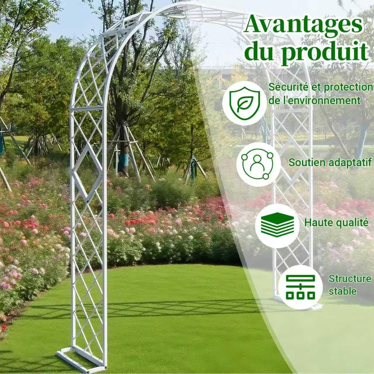 Arco da giardino 140 x 40 x 230 cm in ferro battuto per rose per piante rampicanti Ele Cerimony Det traliccio all'aperto per matrimoni ed eventi in giardino