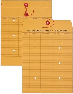 Blue Summit Supplies Interdepartment Envelopes with String Tie 10 x 13 Inches, Brown Kraft Interoffice Envelopes with string 10x13 – Reuseable,100 Count