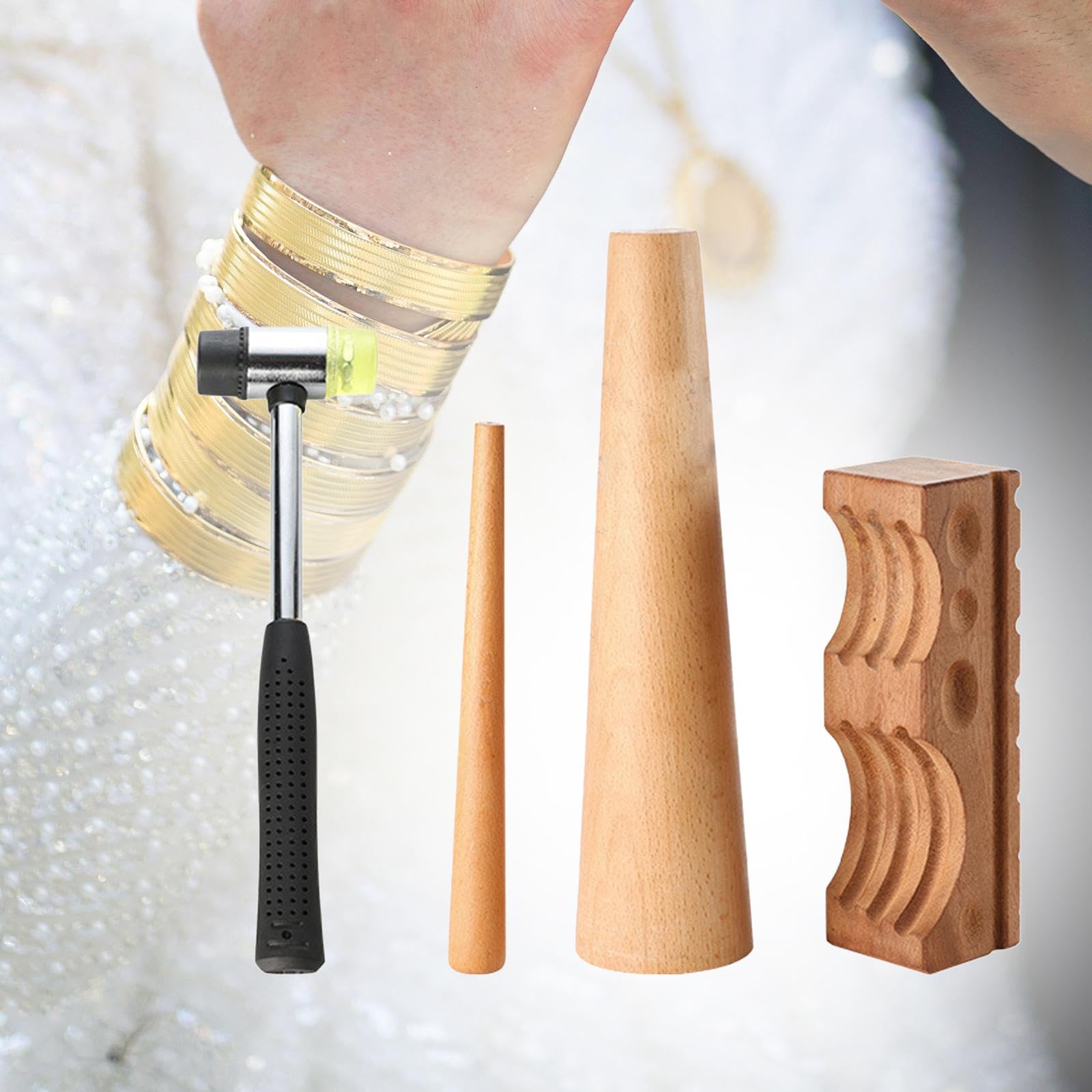 Set di Blocchi di Legno per Forgiatura, Strumento per Modellare Braccialetti, Strumenti per La Creazione di Gioielli E Braccialetti, Blocchi
