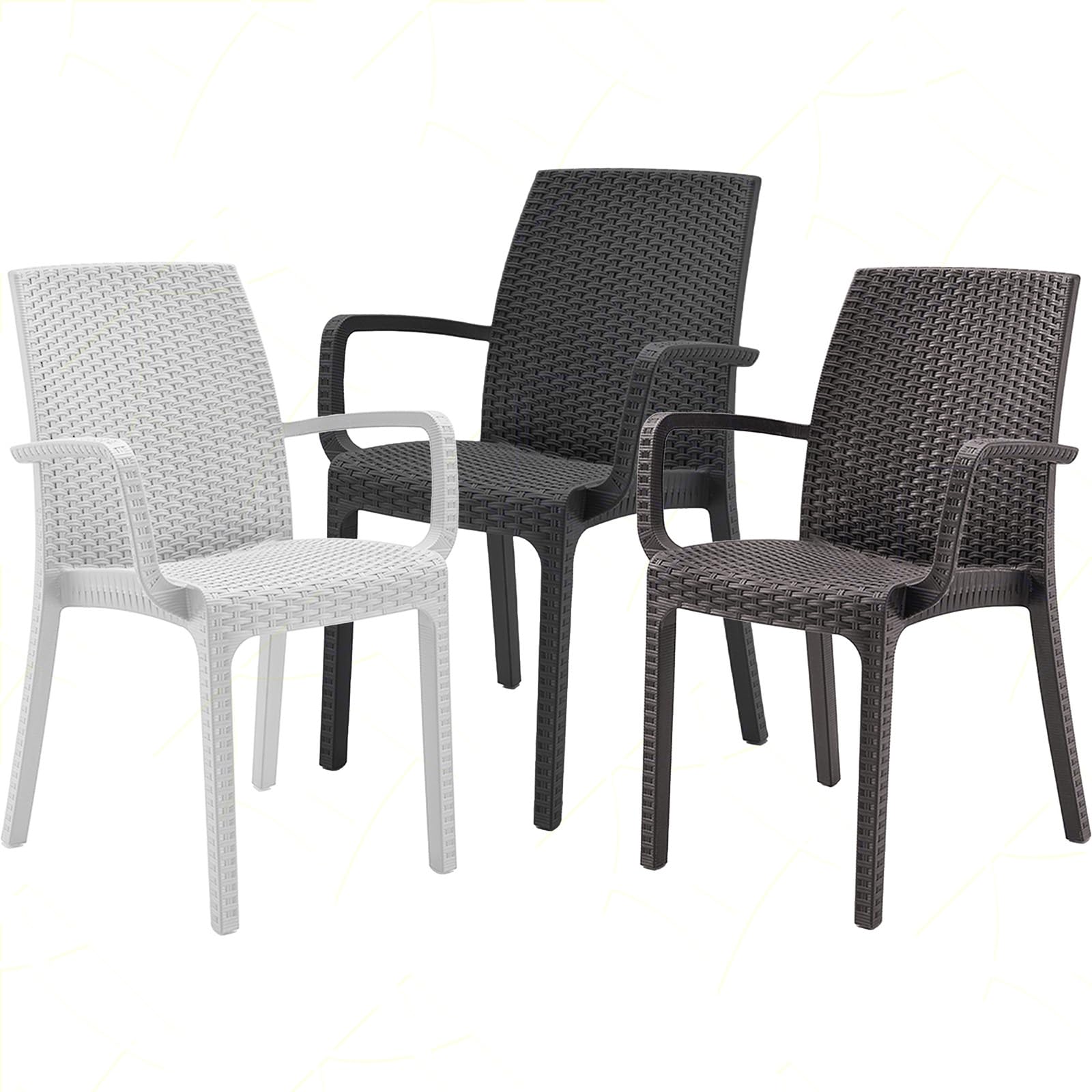 Sicignano Poltrona con Braccioli, Sedia con Braccioli, Poltrona Indiana, Antracite, Impilabile, Sedia Plastica, Interno Esterno Giardino, 59x57x86 cm, 1 Pezzo, BC904