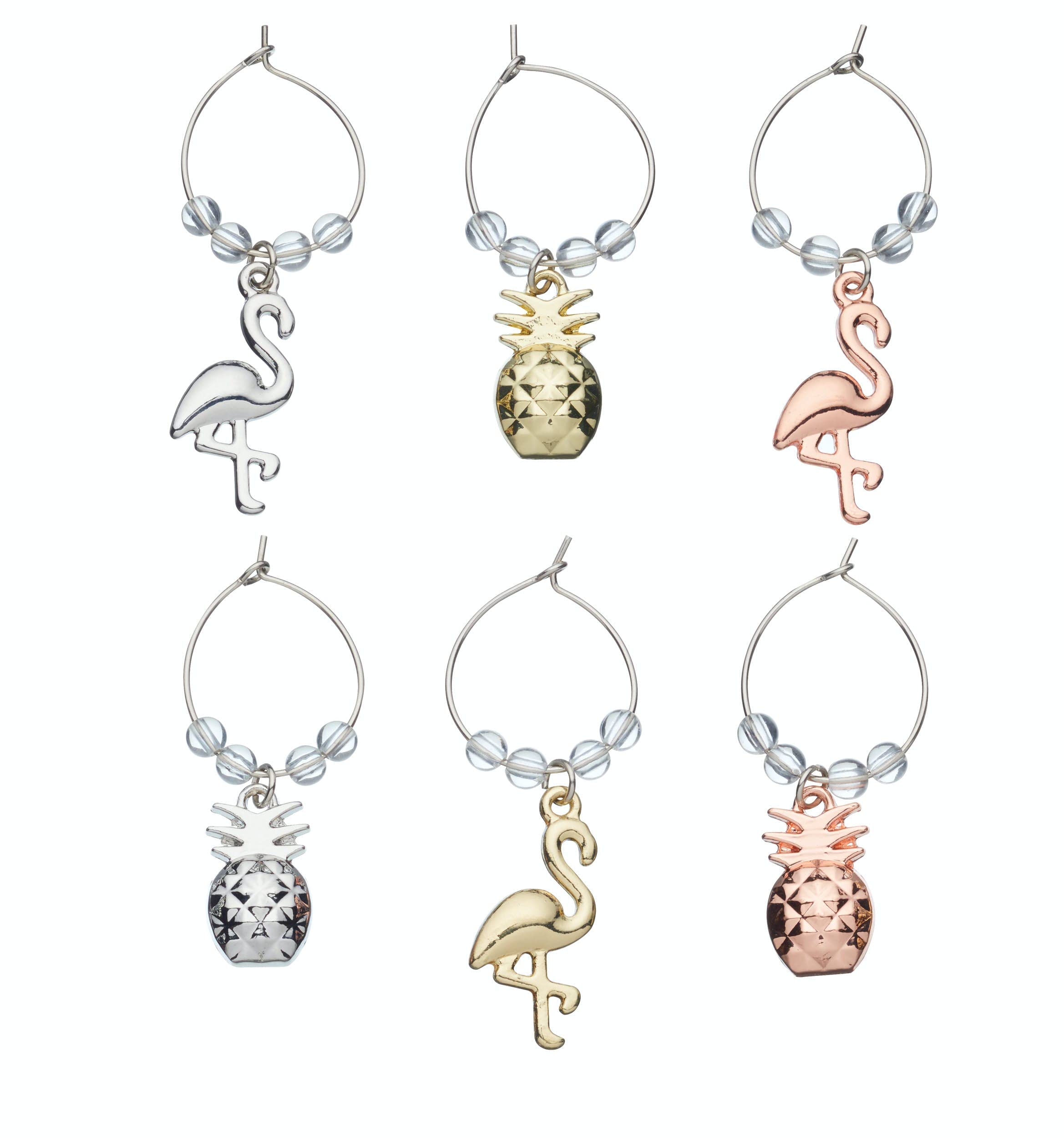 BarCraft Tropical Pineapple & Flamingo Wine Charms