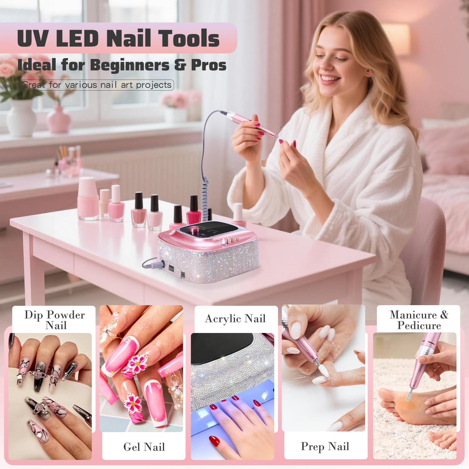 2-in-1 Rechargeable Cordless UV Nail Lamp & Electric Nail Drill Kit