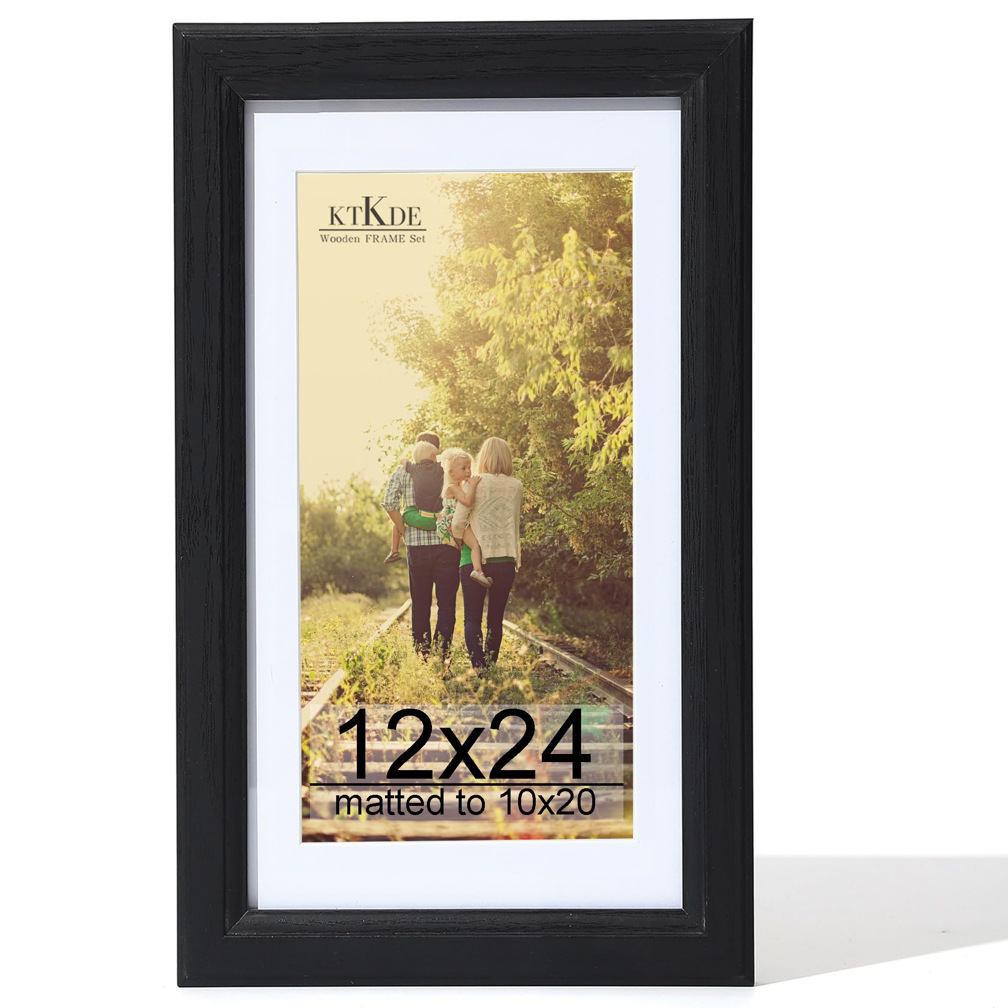 KTKDE 12x24 Picture Frame Black Wooden